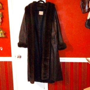 leather fur coat.